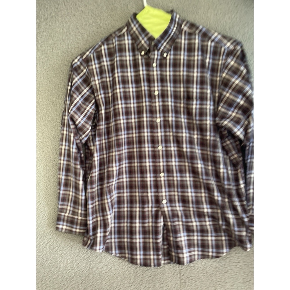 Round Tree & Yorke Shirt Mens XL Plaid Cotton Business